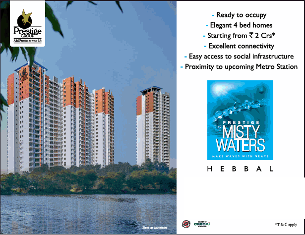 Prestige ready to occupy at Prestige Misty Waters in Bangalore Update